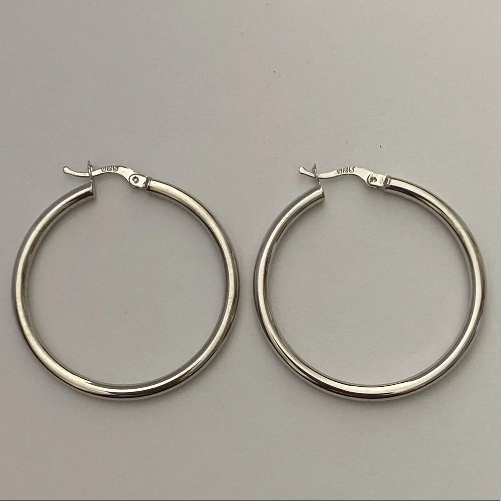 925 silver 1.5” hoop earrings trending hoops
